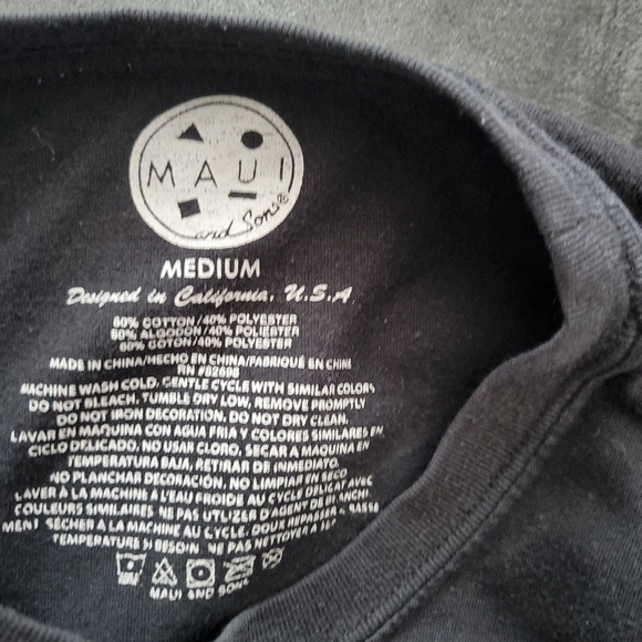 Maui and Sons Men's Medium Black Short Sleeve T-shirt Colorful Graphic Tee - Picture 5 of 6